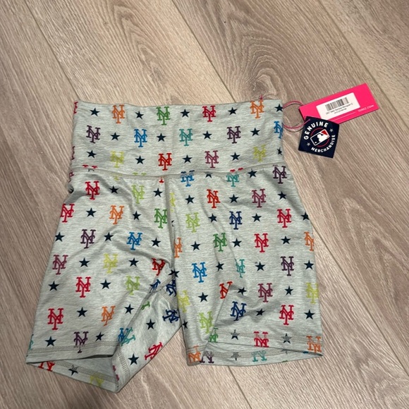 BNWT Mets MLB Monogram Rainbow Biker Bike Athletic Baseball Shorts S M L - Picture 2 of 5